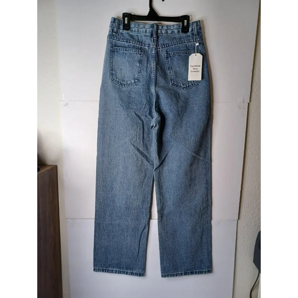 Fashion Sexy Lounge Size Medium / 28X29 blue and black butterfly jeans - Picture 7 of 7